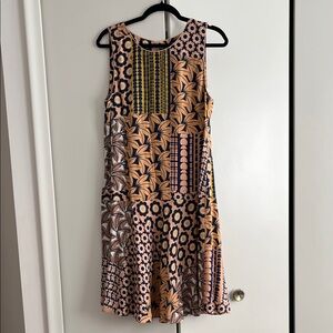 Beatrice b Chic Patchwork Midi Dress in Orange and blue